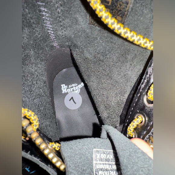 Dr. Martens Black Leather Sinclair Max Pisa Boots with Yellow Details - Picture 8 of 10